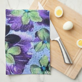 Retro  Violet Groene Paarse keukenhanddoek (Quarter Fold)