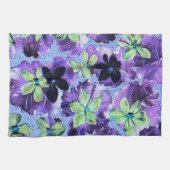 Retro  Violet Groene Paarse keukenhanddoek (Horizontaal)