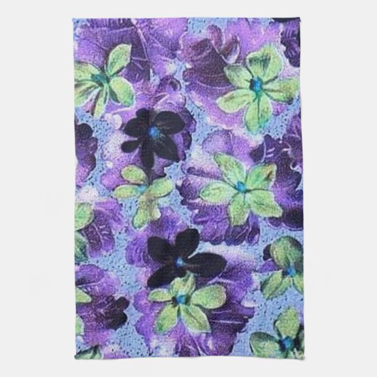 Retro Violet Groene Paarse keukenhanddoek (Verticaal)