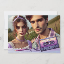 Retro Violet Vibes Cassettebandje Bewaar de datum Save The Date