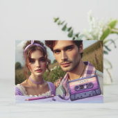 Retro Violet Vibes Cassettebandje Bewaar de datum Save The Date (Staand voorkant)