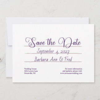 Retro Violet Vibes Cassettebandje Bewaar de datum Save The Date