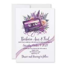 Retro Violet Vibes Cassettebandje Invitation Kaart