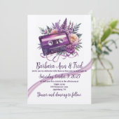 Retro Violet Vibes Cassettebandje Invitation Kaart (Staand voorkant)
