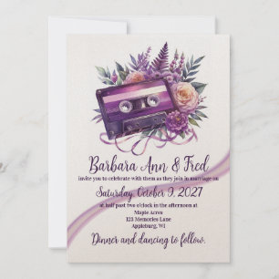 Retro Violet Vibes Cassettebandje Invitation Kaart