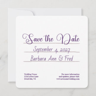 Retro Violet Vibes Cassettebandje, vierkant Save The Date
