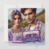 Retro Violet Vibes Cassettebandje, vierkant Save The Date (Voorkant)