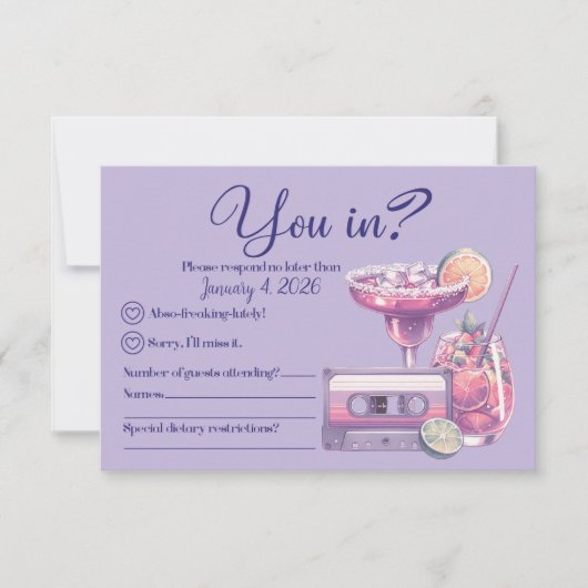 Retro Violet Vibes RSVP-kaart RSVP Kaartje (Voorkant)
