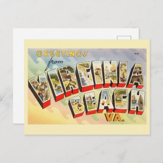 Retro Virginia Beach Briefkaart (Voorkant / Achterkant)