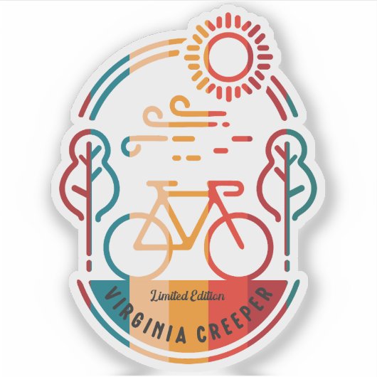 Retro Virginia Creeper Fietsroute Sticker (Voorkant)