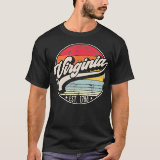 Retro Virginia Home State VA Cool 70s Style Sunset T-shirt
