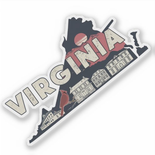 Retro Virginia State Sticker (Voorkant)