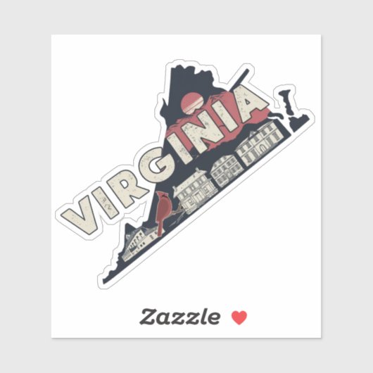 Retro Virginia State Sticker (Vel)