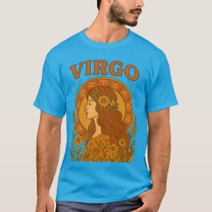 Retro Virgo Zodiac Boho Bloem Astrologie T-shirt