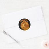 Retro Virgo Zodiac Boho Bloemige Astrologie Ronde Sticker (Envelop)