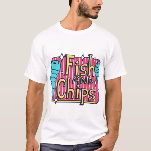 Retro vis en friet vintage ontwerp. t-shirt (Voorkant)