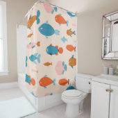 Retro vis: Risograph stijl patroon Douchegordijn (In situ)