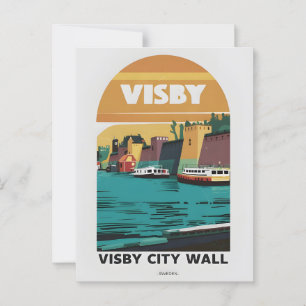 Retro Visby Stadsmuur Ansichtkaart – Retro Zweeds Briefkaart