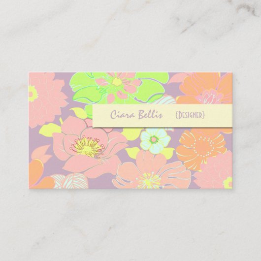 Retro-Visitekaartje, pastelpoppies Visitekaartje (Voorkant)