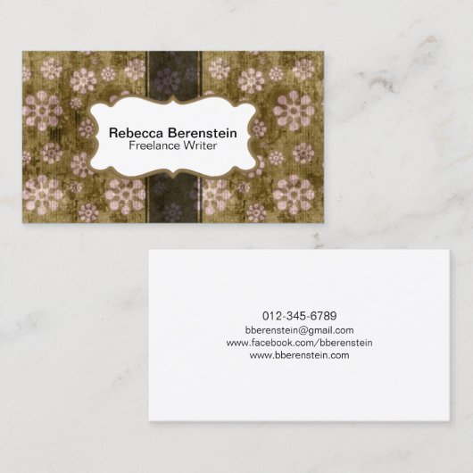 Retro Visitekaartjes Grunge bloempatroon (Voorkant / Achterkant)