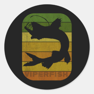 Retro Vissen Diepzeevis Zeeduivel Ichthyologie Ronde Sticker