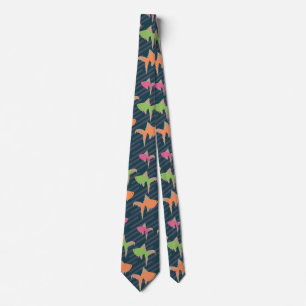 Retro Vissen Papa Neon Vis Patroon Stropdas