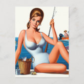 Retro Vissen Pin-up Briefkaart (Voorkant)
