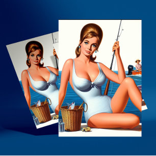 Retro Vissen Pin-up Briefkaart