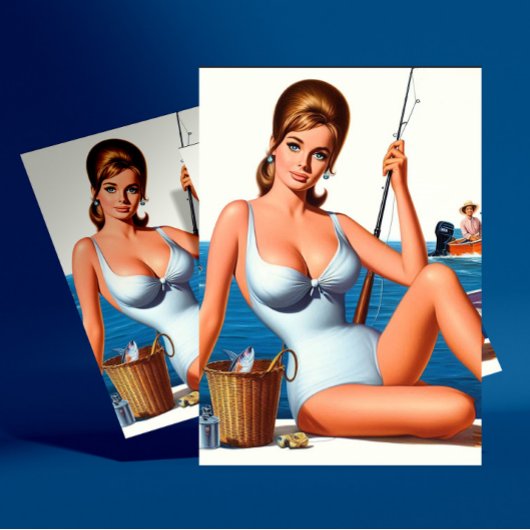 Retro Vissen Pin-up Briefkaart