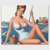 Retro Vissen Pin-up Cadeaupapier (Vlak)