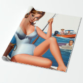 Retro Vissen Pin-up Cadeaupapier (Uitgerold)