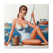 Retro Vissen Pin-up Tegeltje (Voorkant)
