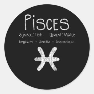 Retro Vissen Sterrenbeeld Vissen Water Astrologie Ronde Sticker