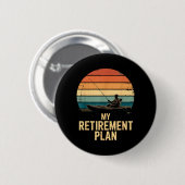 Retro Vissersboot Zonsondergang Mijn Pensioenplan Ronde Button 5,7 Cm (Voorkant /achterkant)