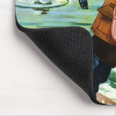 Retro Vist de Illustratie van de Scène Gift Muismat (Hoek)