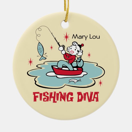 Retro Vist Diva Aangepaste versiering Keramisch Ornament (Voorkant)