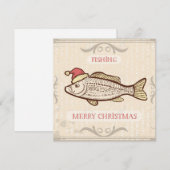 Retro Vist kerstvis in Santa Hat Feestdagenkaart (Voorkant / Achterkant)