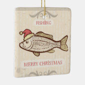 Retro Vist kerstvis in Santa Hat Keramisch Ornament (Rechts)