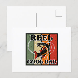 Retro  Vist Reel Cool Dad Vissen Lover Briefkaart