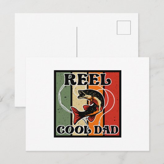 Retro  Vist Reel Cool Dad Vissen Lover Briefkaart (Voorkant / Achterkant)