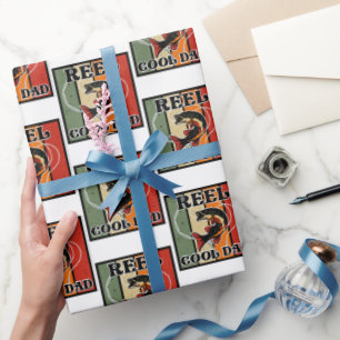 Retro  Vist Reel Cool Dad Vissen Lover Cadeaupapier