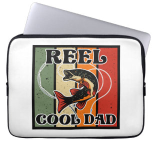 Retro Vist Reel Cool Dad Vissen Lover Laptop Sleeve