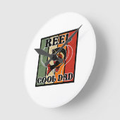 Retro  Vist Reel Cool Dad Vissen Lover Ronde Klok (Hoek)