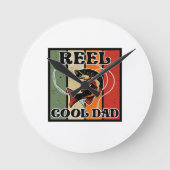 Retro  Vist Reel Cool Dad Vissen Lover Ronde Klok (Voorkant)