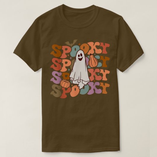 Retro Vitnage Spooky Ghost Pumpkin Funny Halloween T-shirt (Design voorkant)