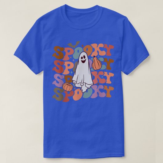 Retro Vitnage Spooky Ghost Pumpkin Funny Halloween T-shirt (Design voorkant)