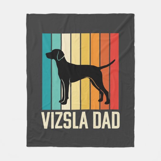 Retro Vizsla Vader Hond Silhouet Fleece Deken (Voorkant)