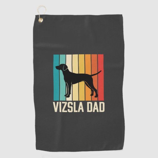Retro Vizsla Vader Hond Silhouet Golfhanddoek (Voorkant)