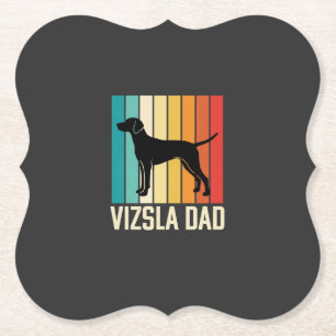 Retro Vizsla Vader Hond Silhouet Kartonnen Onderzetters
