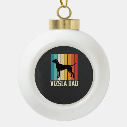 Retro Vizsla Vader Hond Silhouet Keramische Bal Ornament (Voorkant)